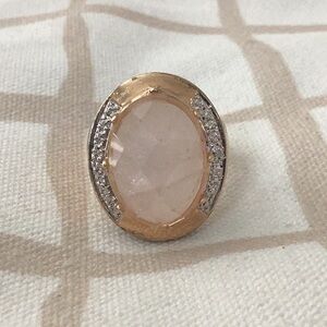 Rose Quartz Vermeil Cocktail Ring, Size 6.5